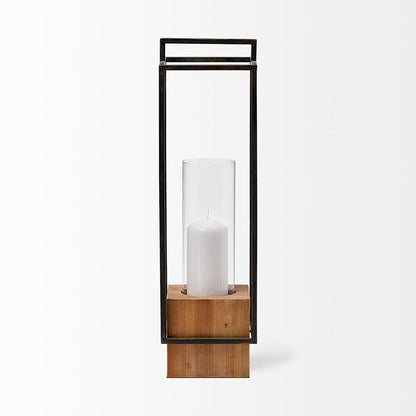 Mercana - Orionis Large Wood w/ Black Metal Lantern Candle Holder - 68652 view 3