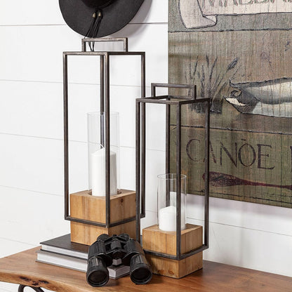 Mercana - Orionis Large Wood w/ Black Metal Lantern Candle Holder - 68652 view 7