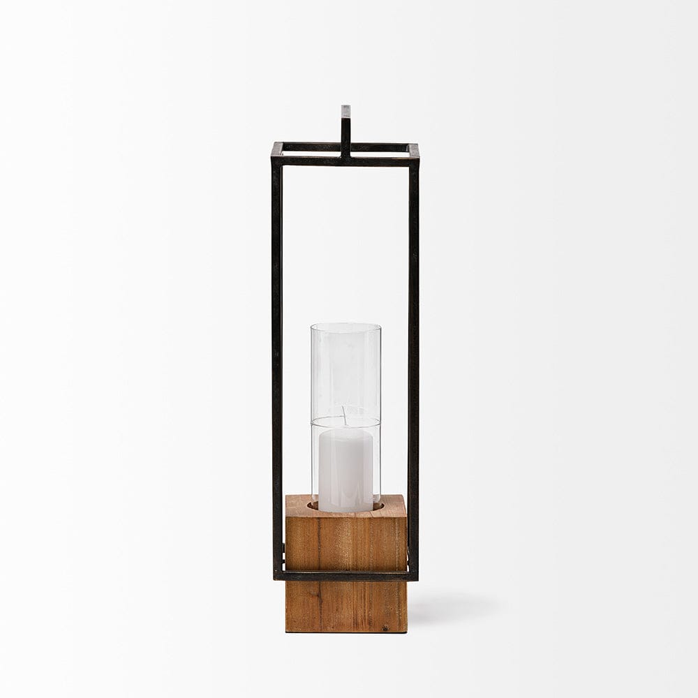 Mercana - Orionis Wood w/ Black Metal Lantern Candle Holder - 68651 view 2