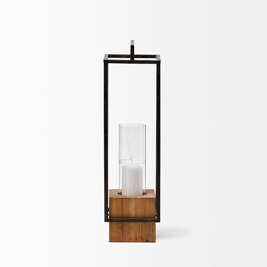 Mercana - Orionis Wood w/ Black Metal Lantern Candle Holder - 68651 view 2