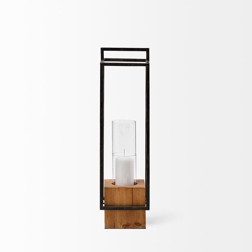 Mercana - Orionis Wood w/ Black Metal Lantern Candle Holder - 68651 view 3