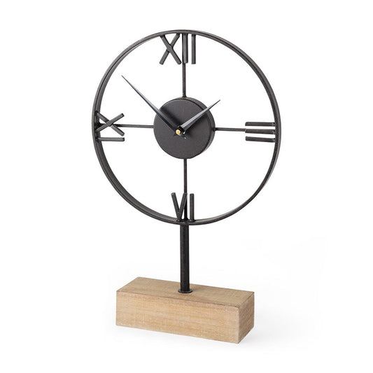 Mercana - Oris Black Metal/Wood Open Frame Table Clock - 68642 view 1