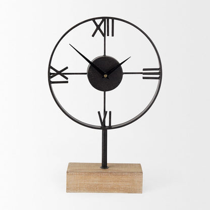 Mercana - Oris Black Metal/Wood Open Frame Table Clock - 68642 view 2