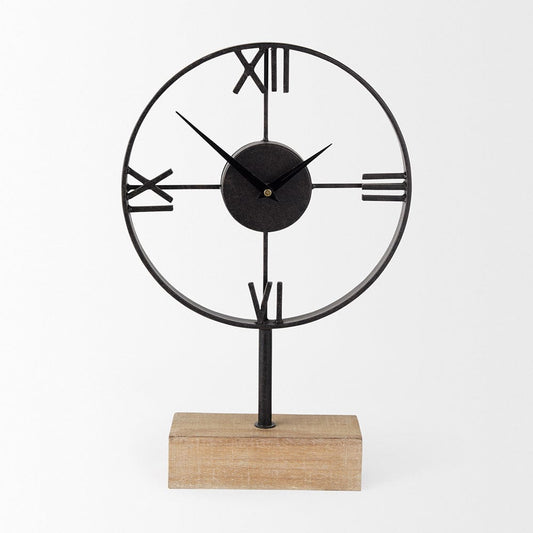 Mercana - Oris Black Metal/Wood Open Frame Table Clock - 68642 view 2