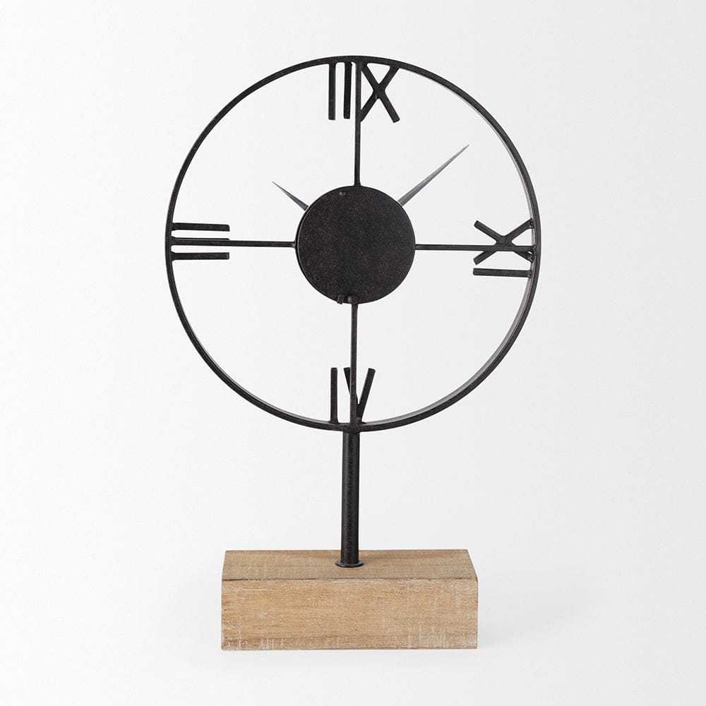 Mercana - Oris Black Metal/Wood Open Frame Table Clock - 68642 view 4