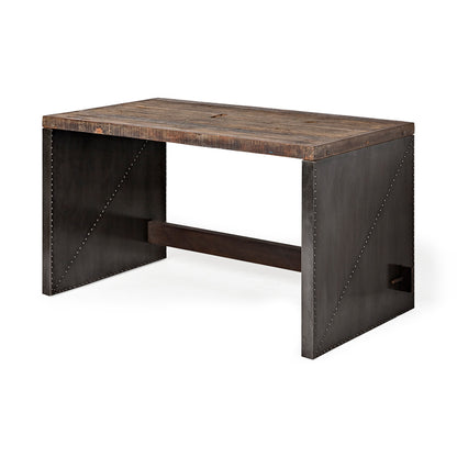 Mercana - Orwell 52L x 28W Brown Wood Top Metal Cladded Frame Office Desk - 67899 view 1