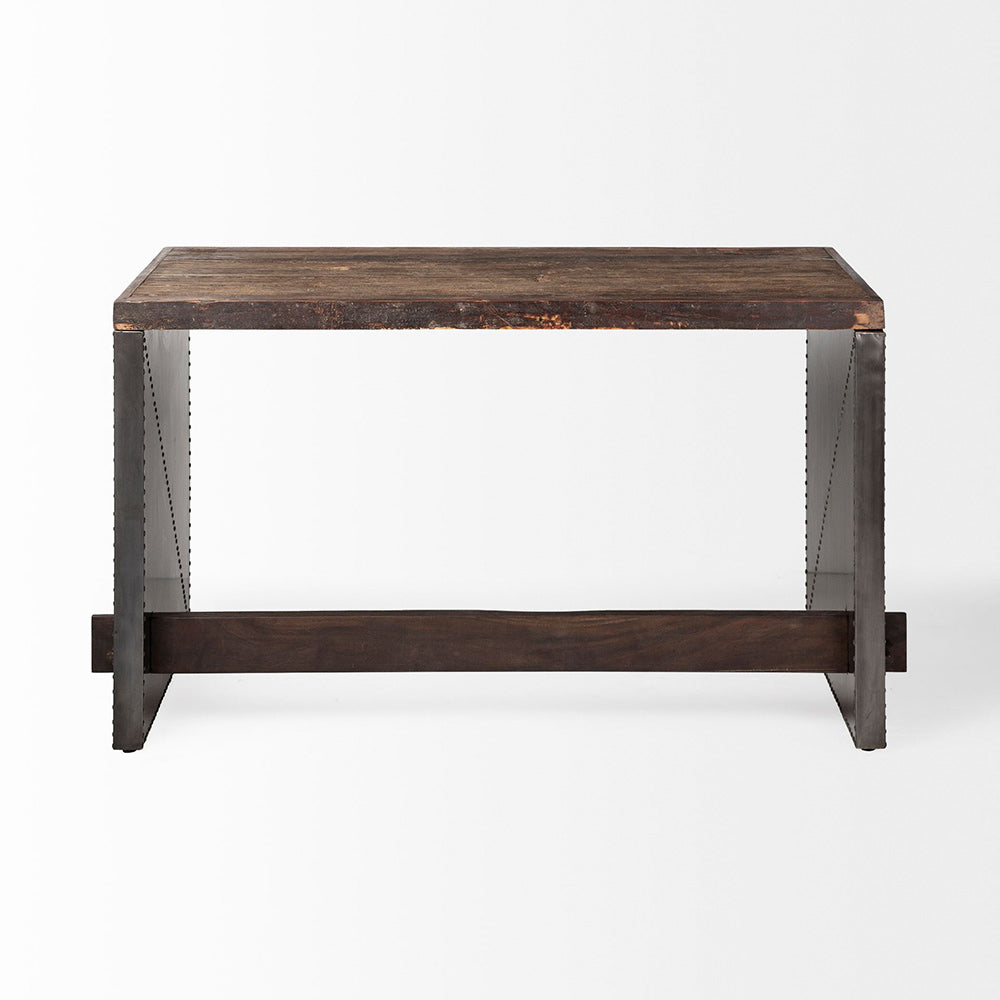 Mercana - Orwell 52L x 28W Brown Wood Top Metal Cladded Frame Office Desk - 67899 view 3
