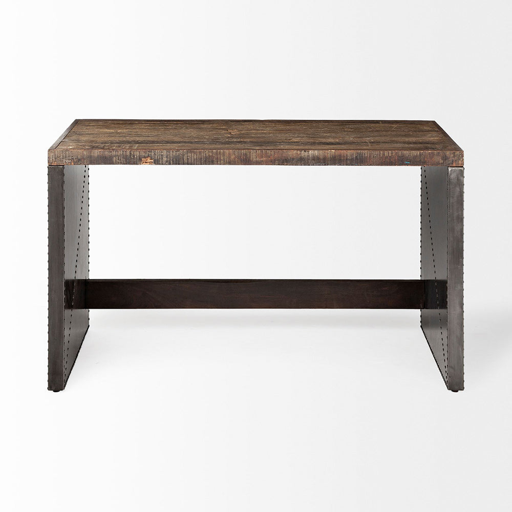Mercana - Orwell 52L x 28W Brown Wood Top Metal Cladded Frame Office Desk - 67899 view 5