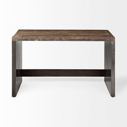 Mercana - Orwell 52L x 28W Brown Wood Top Metal Cladded Frame Office Desk - 67899 view 5