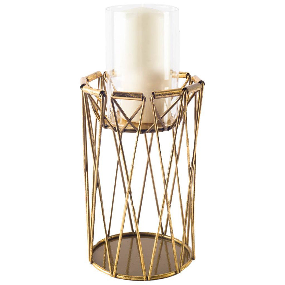 Mercana - Othello I Tall Antiqued Brass Metal Table Candle Holder - 67186_CLOSEOUT view 1