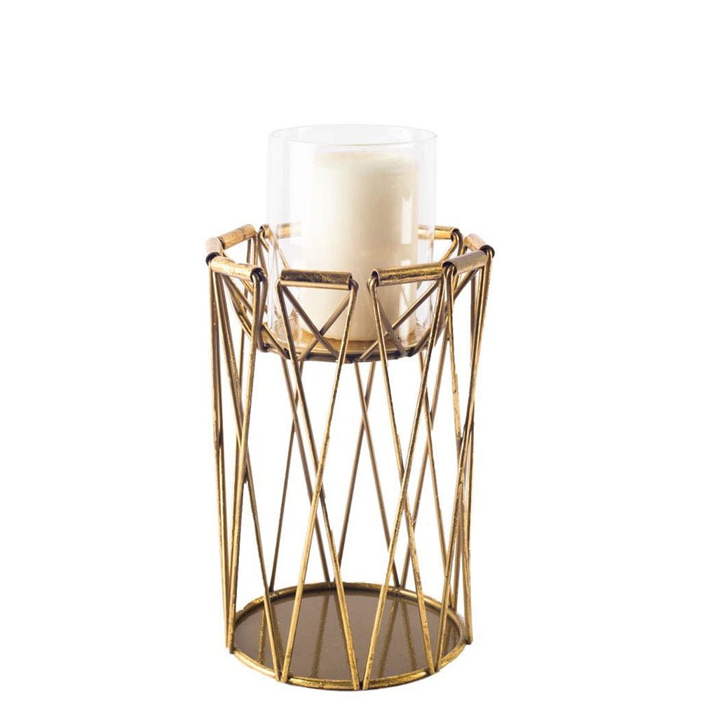 Mercana - Othello II Short Antiqued Brass Metal Table Candle Holder - 67187_CLOSEOUT view 1