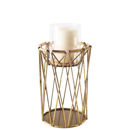 Mercana - Othello II Short Antiqued Brass Metal Table Candle Holder - 67187_CLOSEOUT view 1