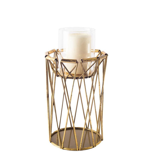 Mercana - Othello II Short Antiqued Brass Metal Table Candle Holder - 67187_CLOSEOUT view 1