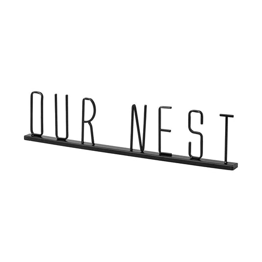 Mercana - Our Nest 24L x 1W Black Metal Sign - 68792_CLOSEOUT view 1