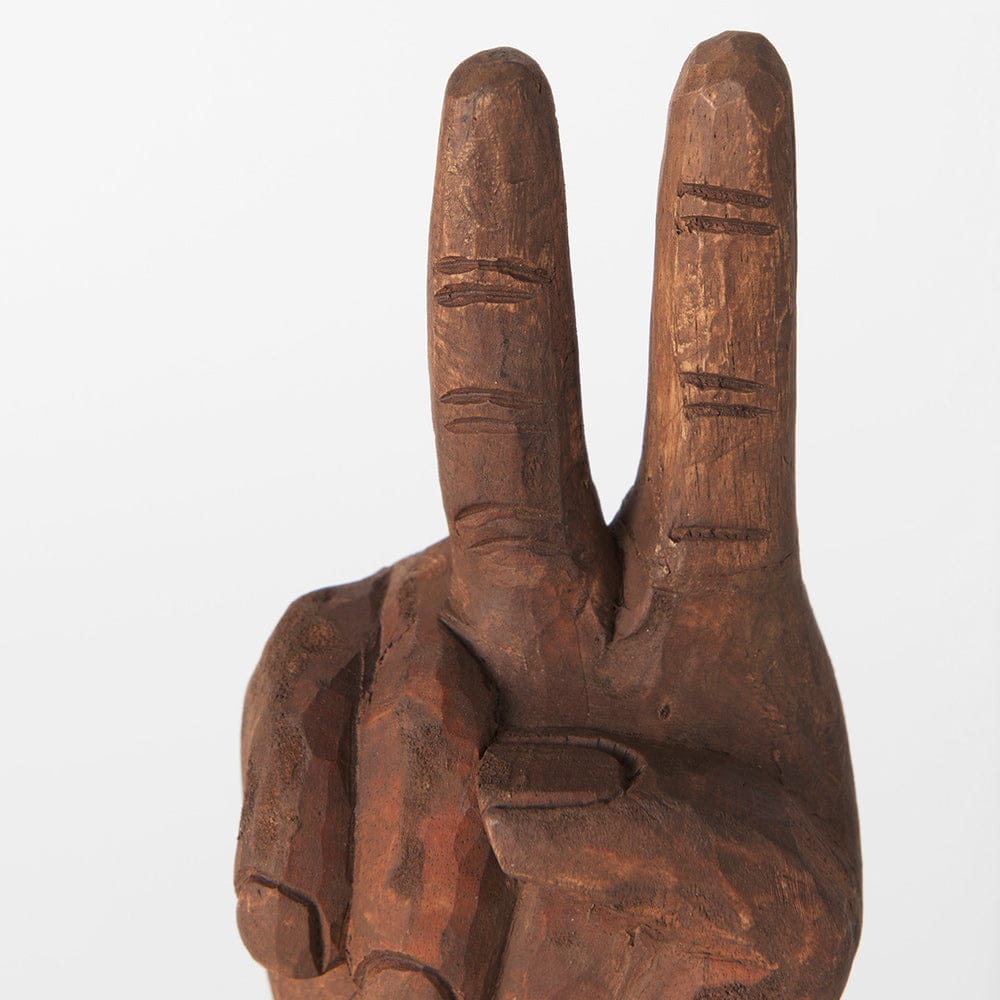 Mercana - Pacem 4L x 4W Natural Wooden Carved Peace Sign Hand - 57949 view 7