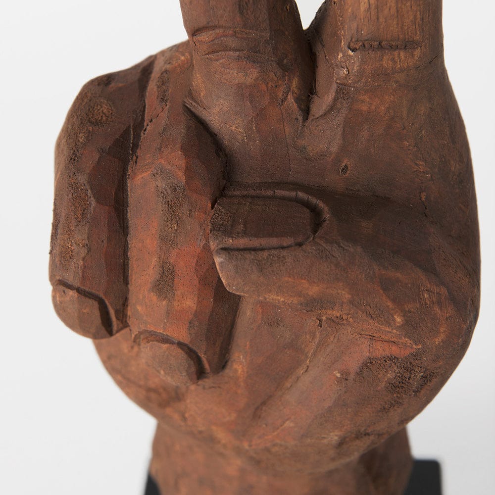 Mercana - Pacem 4L x 4W Natural Wooden Carved Peace Sign Hand - 57949 view 8