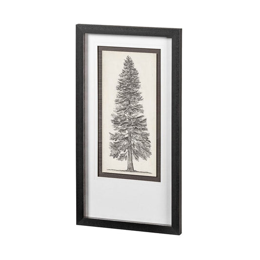 Mercana - Pacific North West Tree Sketch I by Melissa Wang Hand Embellished Framed Art Print Matted under Glas - 12912 view 1