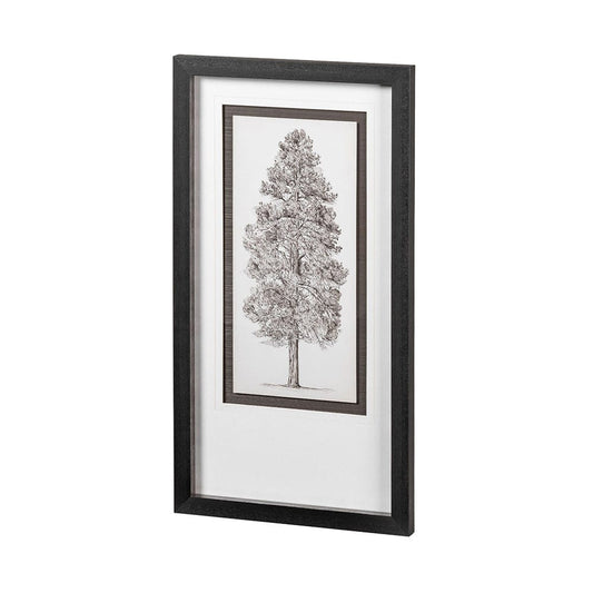 Mercana - Pacific North West Tree Sketch III Melissa Wang Hand Embellished Framed Art Print Matted under Glass - 12910 view 1