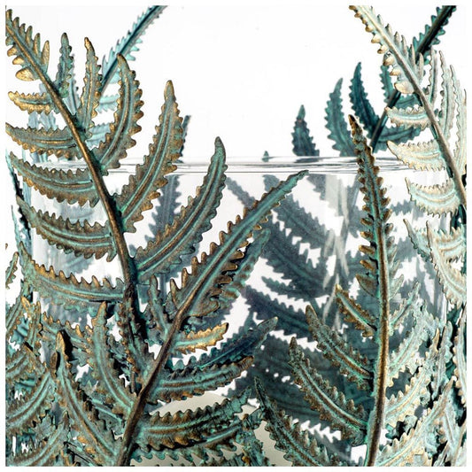 Mercana - Palen II Large Green/Gold Metal Fern Leaf Table Candle Holder - 53336_CLOSEOUT view 2