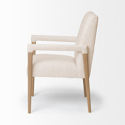 Mercana - Palisades Cream Fabric Wrap Brown Wood Frame Dining Chair - 68194 view 4