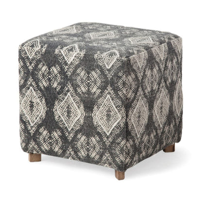 Mercana - Pallu 18.75"H Dhurrie Cotton Cover w/Four Wooden Legs Ottoman - 67489_CLOSEOUT view 1