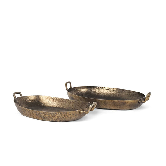 Mercana - Pama Hammered Gold Metal Decorative Trays (Set of 2) - 70668 view 1