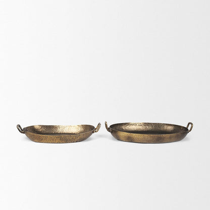 Mercana - Pama Hammered Gold Metal Decorative Trays (Set of 2) - 70668 view 2