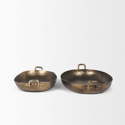 Mercana - Pama Hammered Gold Metal Decorative Trays (Set of 2) - 70668 view 3