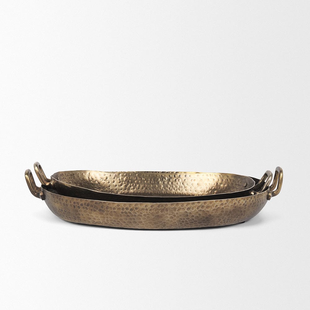 Mercana - Pama Hammered Gold Metal Decorative Trays (Set of 2) - 70668 view 5