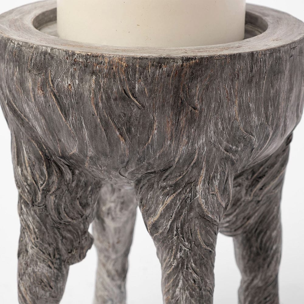 Mercana - Pan Large Gray Ceramic Hoofed Table Candle Holder - 68065_CLOSEOUT view 2