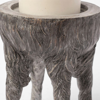 Mercana - Pan Large Gray Ceramic Hoofed Table Candle Holder - 68065_CLOSEOUT view 2