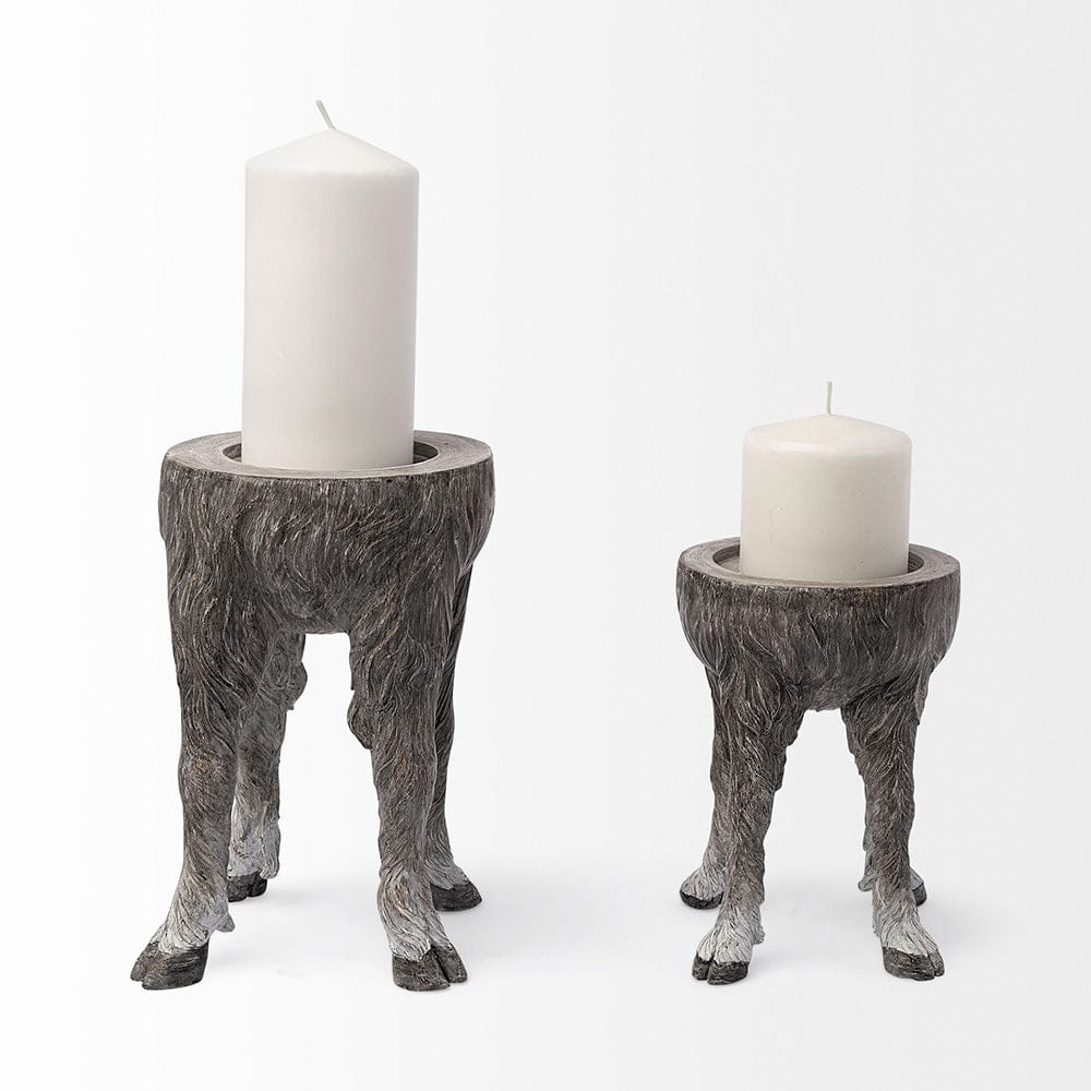 Mercana - Pan Small Gray Ceramic Hoofed Table Candle Holder - 68064_CLOSEOUT view 2