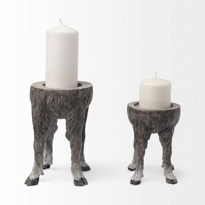 Mercana - Pan Small Gray Ceramic Hoofed Table Candle Holder - 68064_CLOSEOUT view 2