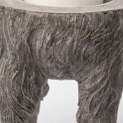 Mercana - Pan Small Gray Ceramic Hoofed Table Candle Holder - 68064_CLOSEOUT view 3