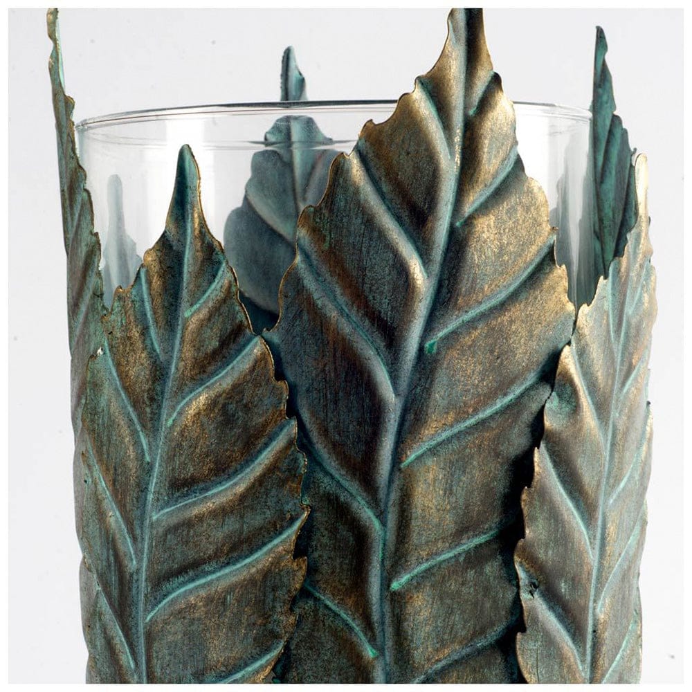 Mercana - Pana II Large Green/Gold Metal Leaf Table Candle Holder - 53334_CLOSEOUT view 2