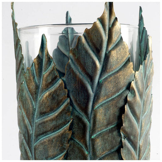 Mercana - Pana II Large Green/Gold Metal Leaf Table Candle Holder - 53334_CLOSEOUT view 2
