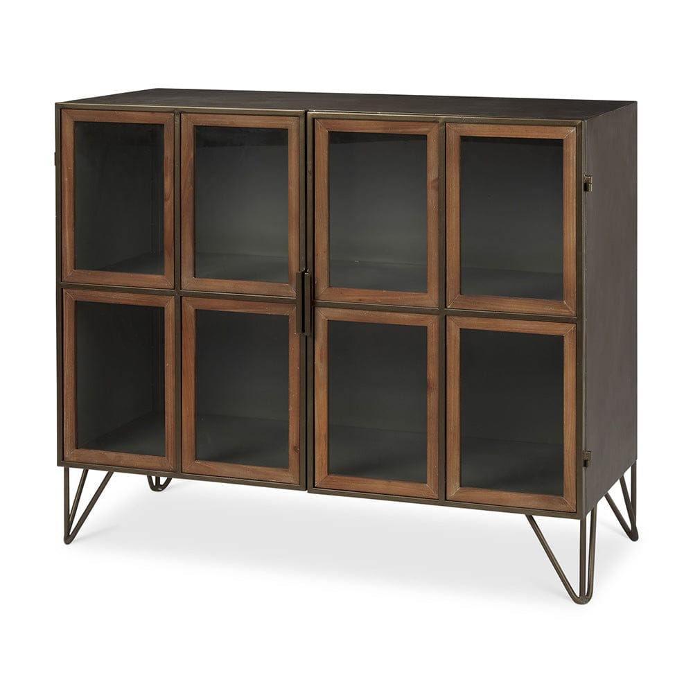 Mercana - Pandora Dark Brass Metal W/Red Wood 2 Door Accent Cabinet - 69916_CLOSEOUT view 1