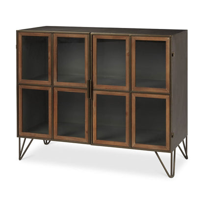 Mercana - Pandora Dark Brass Metal W/Red Wood 2 Door Accent Cabinet - 69916_CLOSEOUT view 1