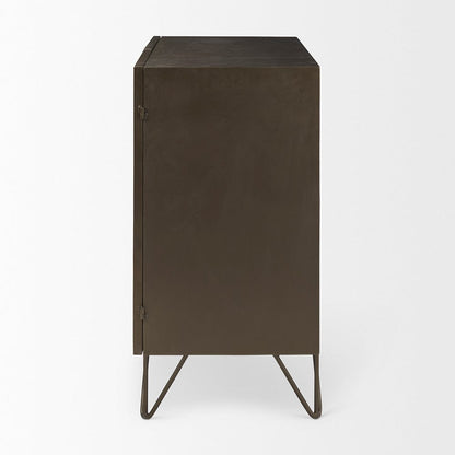 Mercana - Pandora Dark Brass Metal W/Red Wood 2 Door Accent Cabinet - 69916_CLOSEOUT view 3