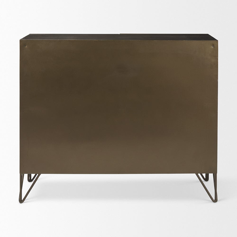 Mercana - Pandora Dark Brass Metal W/Red Wood 2 Door Accent Cabinet - 69916_CLOSEOUT view 4