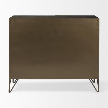 Mercana - Pandora Dark Brass Metal W/Red Wood 2 Door Accent Cabinet - 69916_CLOSEOUT view 4