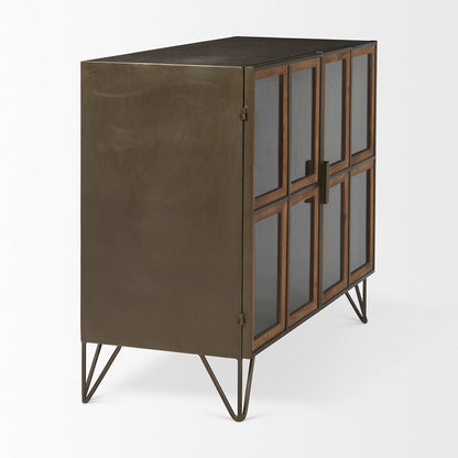 Mercana - Pandora Dark Brass Metal W/Red Wood 2 Door Accent Cabinet - 69916_CLOSEOUT view 5