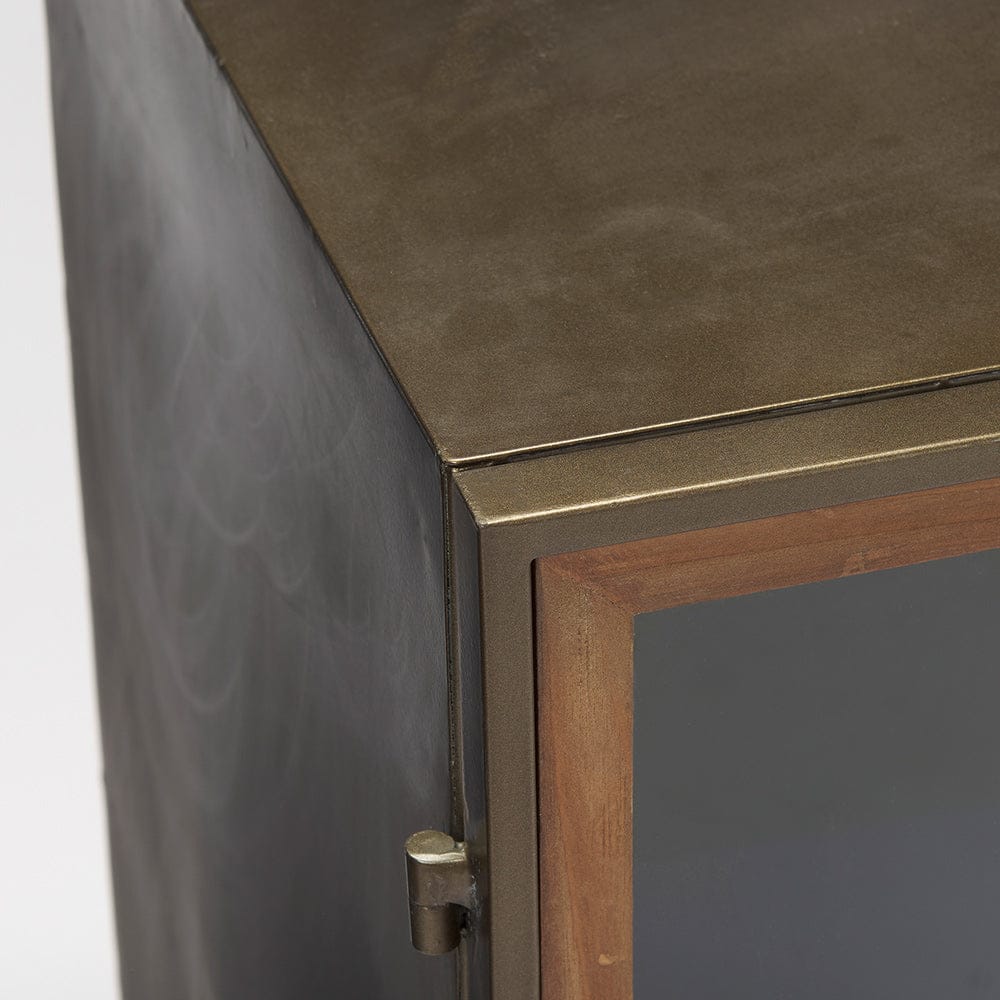 Mercana - Pandora Dark Brass Metal W/Red Wood 2 Door Accent Cabinet - 69916_CLOSEOUT view 7