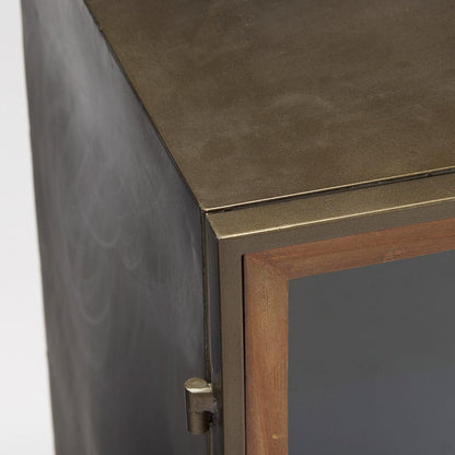 Mercana - Pandora Dark Brass Metal W/Red Wood 2 Door Accent Cabinet - 69916_CLOSEOUT view 7