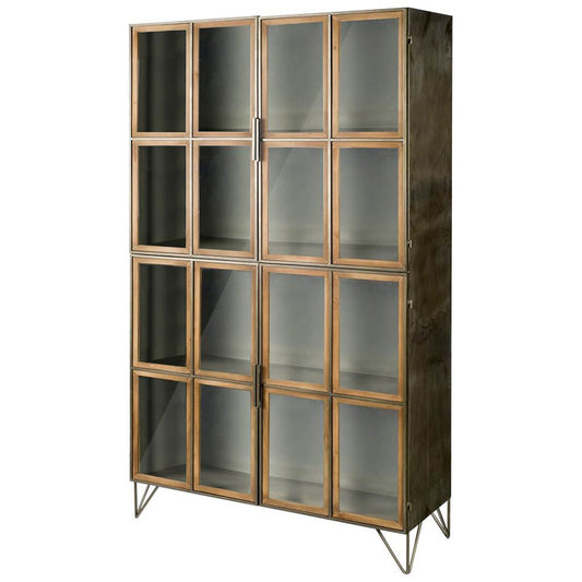 Mercana - Pandora I 74" H Brown Wood and Metal Glass Door Display Cabinet - 50525 view 1