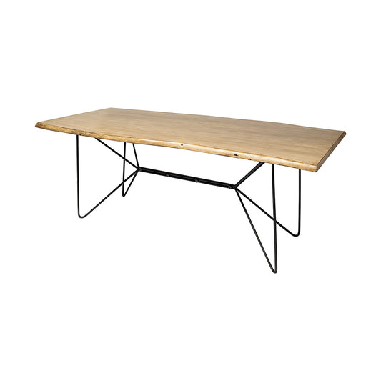 Mercana - Papillion II 80x40 Rectangular Blonde Live Edge Sold Wood Top Black Metal Base Dining Table - 68752-AB_CLOSEOUT view 1