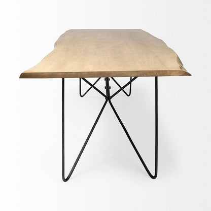 Mercana - Papillion II 80x40 Rectangular Blonde Live Edge Sold Wood Top Black Metal Base Dining Table - 68752-AB_CLOSEOUT view 3