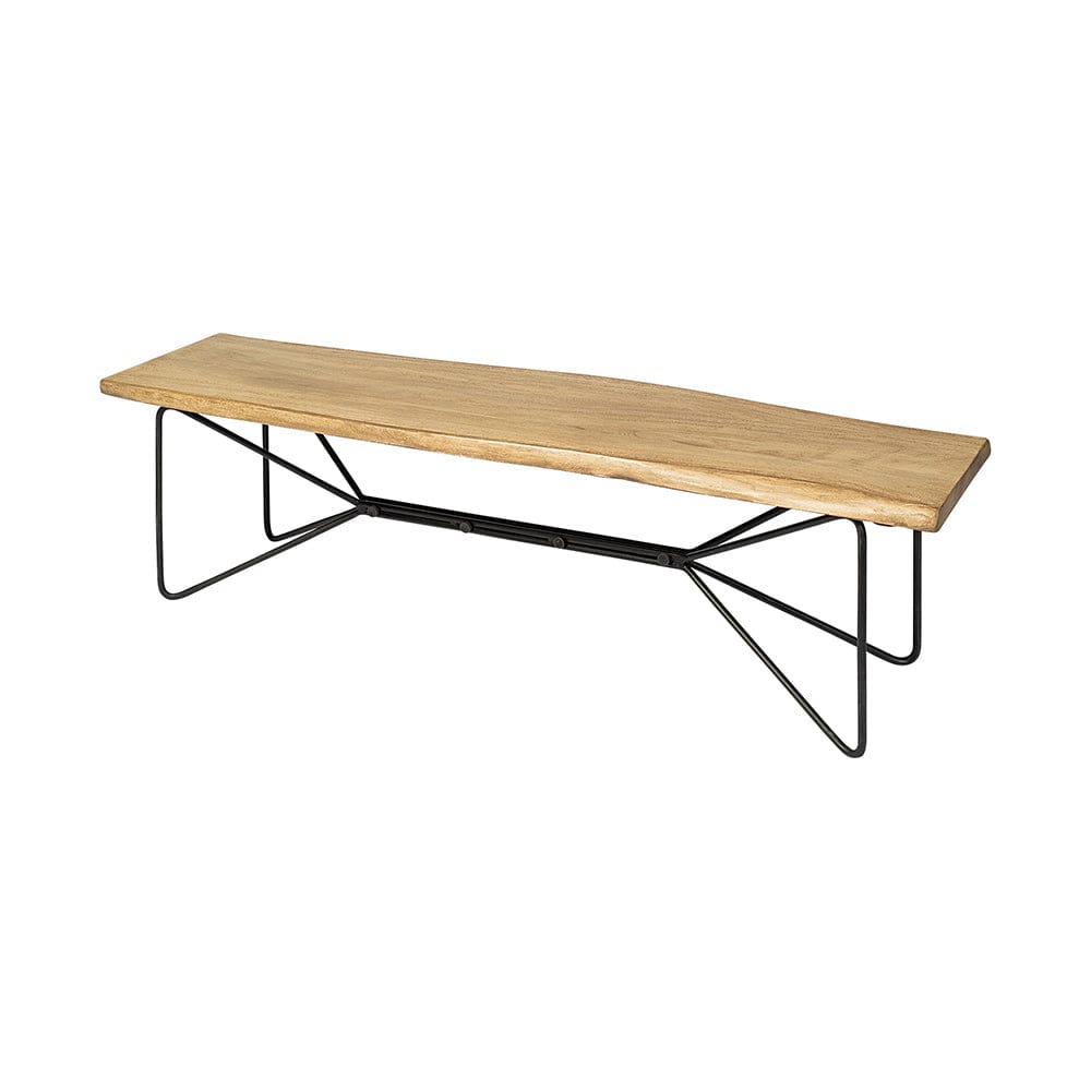 Mercana - Papillion III 66L x 16W Blonde Wood And Iron Dining Bench - 68754-AB_CLOSEOUT view 1