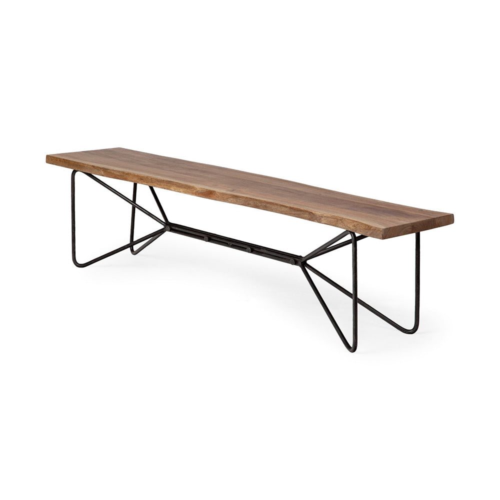 Mercana - Papillion III 66x18 Natural Solid Wood and Iron Dining Bench - 67854-AB view 1