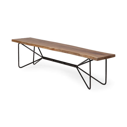 Mercana - Papillion III 66x18 Natural Solid Wood and Iron Dining Bench - 67854-AB view 1